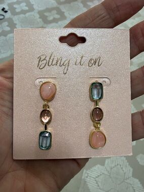 Tri stone post earrings by Bling it on